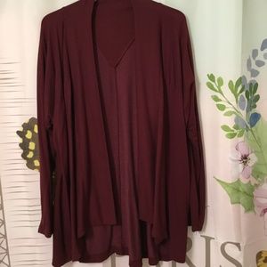 Active Life Women Open Front Athletic Jacket Size XXL Dark Garnet